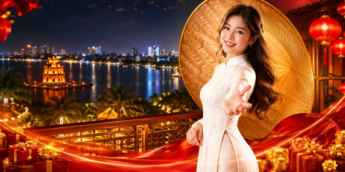 Người phụ nữ mặc áo dài Hà Nội trải nghiệm cá cược casino trực tuyến